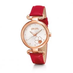 Γυναικείο ρολόι με δερμάτινο λουράκι FOLLI FOLLIE HEART 4 HEART κόκκινο