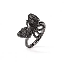 Γυναικείο ασημένιο δαχτυλίδι Folli Follie Wonderfly Black Flash Plated