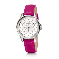 Γυναικείο ρολόι με δερμάτινο λουράκι FOLLI FOLLIE HEART 4 HEART φούξια