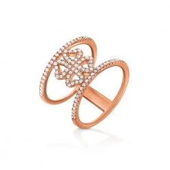 Ασημένιο διπλό δαχτυλίδι FOLLI FOLLIE ροζ-χρυσό