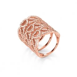 Ασημένιο φαρδύ δαχτυλίδι FOLLI FOLLIE ροζ χρυσό