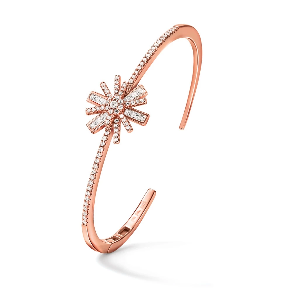 Γυναικείο ασημένιο βραχιόλι FOLLI FOLLIE STAR FLOWER ροζ χρυσό 3 Γυναικείο ασημένιο βραχιόλι FOLLI FOLLIE STAR FLOWER ροζ χρυσό