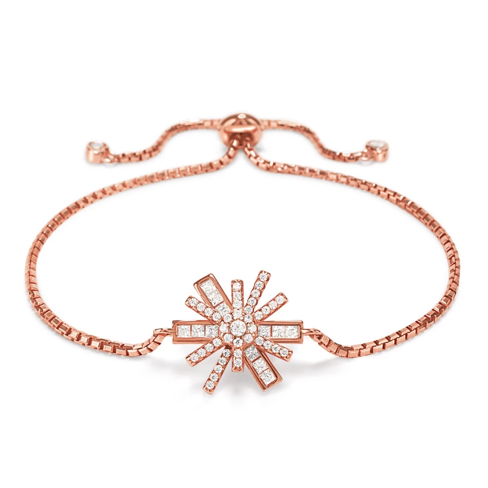 Γυναικείο ασημένιο βραχιόλι FOLLI FOLLIE STAR FLOWER ροζ χρυσό 3 Γυναικείο ασημένιο βραχιόλι FOLLI FOLLIE STAR FLOWER ροζ χρυσό