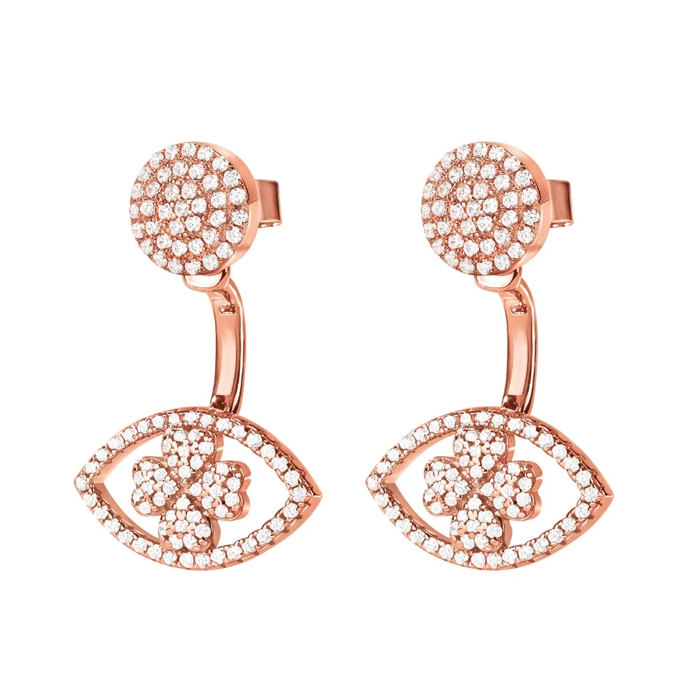 Γυναικεία ασημένια σκουλαρίκια FOLLI FOLLIE HEART4HEART MATI ροζ χρυσά 3 Γυναικεία ασημένια σκουλαρίκια FOLLI FOLLIE HEART4HEART MATI ροζ χρυσά