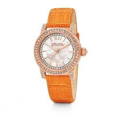 Γυναικείο ρολόι Folli Follie με δερμάτινο λουράκι πορτοκαλί