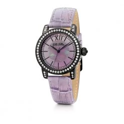 Γυναικείο ρολόι Folli Follie με δερμάτινο λουράκι μοβ