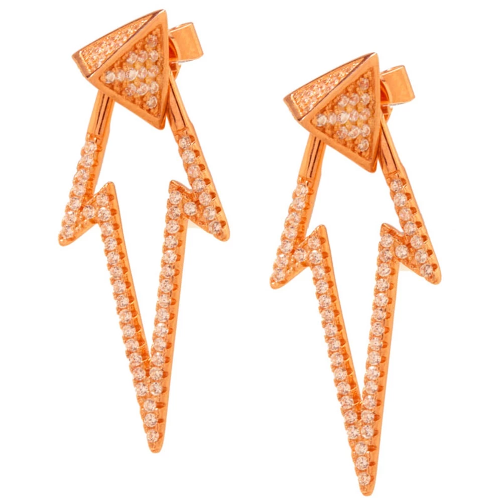 Γυναικεία διπλά σκουλαρίκια JEWELTUDE από ροζ επιχρυσωμένο ασήμι 3 Γυναικεία διπλά σκουλαρίκια JEWELTUDE από ροζ επιχρυσωμένο ασήμι