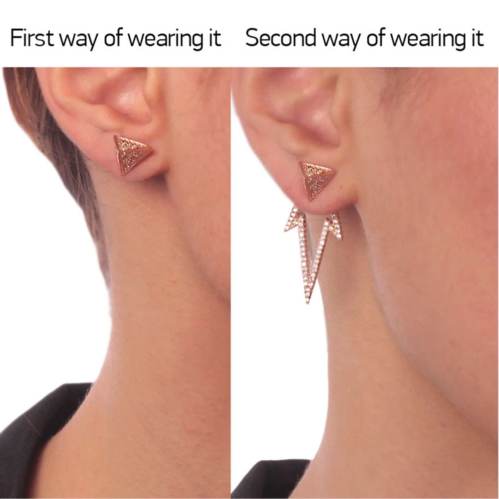 Γυναικεία διπλά σκουλαρίκια JEWELTUDE από ροζ επιχρυσωμένο ασήμι 4 Γυναικεία διπλά σκουλαρίκια JEWELTUDE από ροζ επιχρυσωμένο ασήμι - Image 2