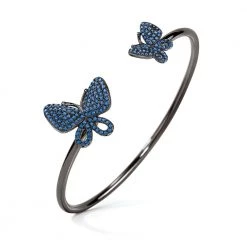 FOLLI FOLLIE Wonderfly Silver 925 Black Flash Plated Cuff Bracelet 3B17S028KU (E) ΒΡΑΧ.ΑΣ.925°,ΜΑΥΡ.ΕΠΙΚ.,ΣΤ ΚΟΣΜΗΜΑ