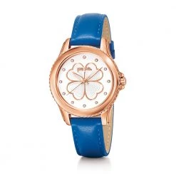 Γυναικείο ρολόι με δερμάτινο λουράκι FOLLI FOLLIE HEART 4 HEART μπλε