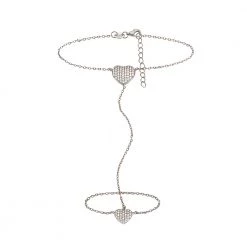 Γυναικείο διπλό ασημένιο βραχιόλι με δαχτυλίδι FOLLI FOLLIE