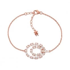 Γυναικείο ασημένιο βραχιόλι FOLLI FOLLIE FASHIONABLY SILVER ESSENTIALS ροζ χρυσό