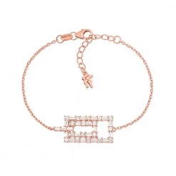 Γυναικείο ασημένιο βραχιόλι FOLLI FOLLIE FASHIONABLY SILVER ESSENTIALS ροζ χρυσό