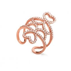 Ασημένιο δαχτυλίδι FOLLI FOLLIE ροζ χρυσό