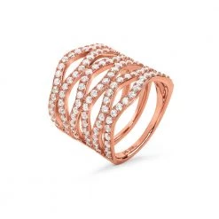 Ασημένιο φαρδύ δαχτυλίδι FOLLI FOLLIE ροζ χρυσό