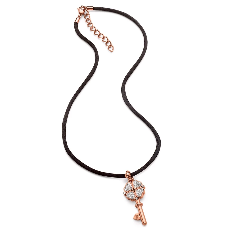 Γυναικείο κολιέ από ατσάλι FOLLI FOLLIE ON KEY ροζ χρυσό 3 Γυναικείο κολιέ από ατσάλι FOLLI FOLLIE ON KEY ροζ χρυσό