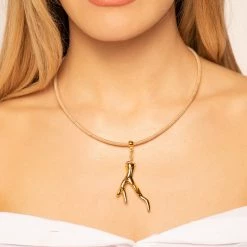 Γυναικείο κολιέ από φελλό APOXYLO 429 CORALI εκρού χρυσό