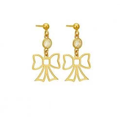 Γυναικεία ασημένια κρεμαστά σκουλαρίκια φιογκάκια VOGUE χρυσά