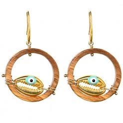 Γυναικεία σκουλαρίκια από φελλό APOXYLO χρυσά