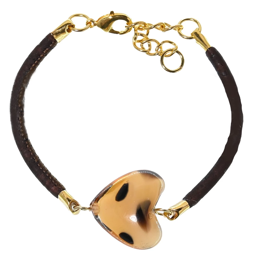 Γυναικείο βραχιόλι απο φελλό APOXYLO 564.1 BROWN HEART 3 Γυναικείο βραχιόλι απο φελλό APOXYLO 564.1 BROWN HEART