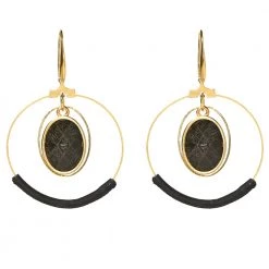 Γυναικεία κρεμαστά σκουλαρίκια από φελλο APOXYLO 750 CIRCLE BLACK