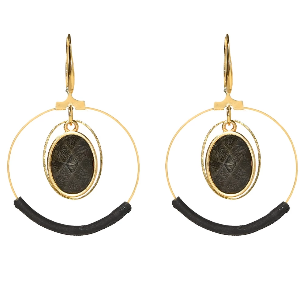 Γυναικεία κρεμαστά σκουλαρίκια από φελλο APOXYLO 750 CIRCLE BLACK 3 Γυναικεία κρεμαστά σκουλαρίκια από φελλο APOXYLO 750 CIRCLE BLACK