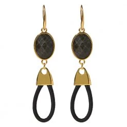Γυναικεία κρεμαστά σκουλαρίκια από φελλό APOXYLO.751 DROP BLACK