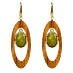 Γυναικεία ξύλινα κρεμαστά σκουλαρίκια APOXYLO 752 GREEN WOOD