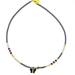 Γυναικείο επίχρυσο κολιέ ERMINA KASS BUTTERFLY CRYSTAL