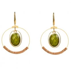 Γυναικεία κρεμαστά σκουλαρίκια APOXYLO 754 CIRCLE GREEN πράσινα