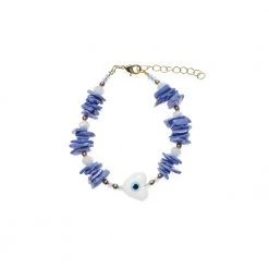 Γυναικείο βραχιόλι από αχάτη ERMINA KASS VIOLET BLUE AGATE CHIPS μοβ
