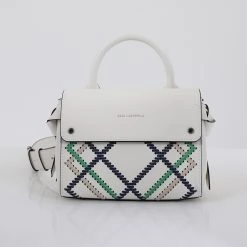 Γυναικεία τσάντα χειρός KARL LAGERFELD 211W3036 K/IKON WHIPSTITCH MINI λευκή